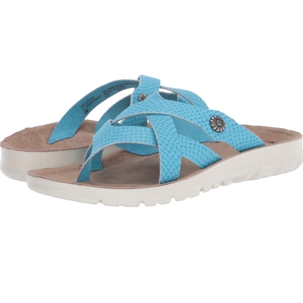 NWOT CLIFFS BY WHITE MOUNTAIN Women's Banksy Flat Sandal turquoise​​​​​​…​​​